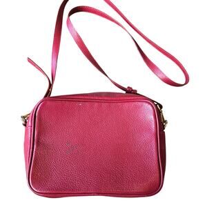 Saffiano Leather Minimalist Pink Square Crossbody Shoulder Purse Made In Italy